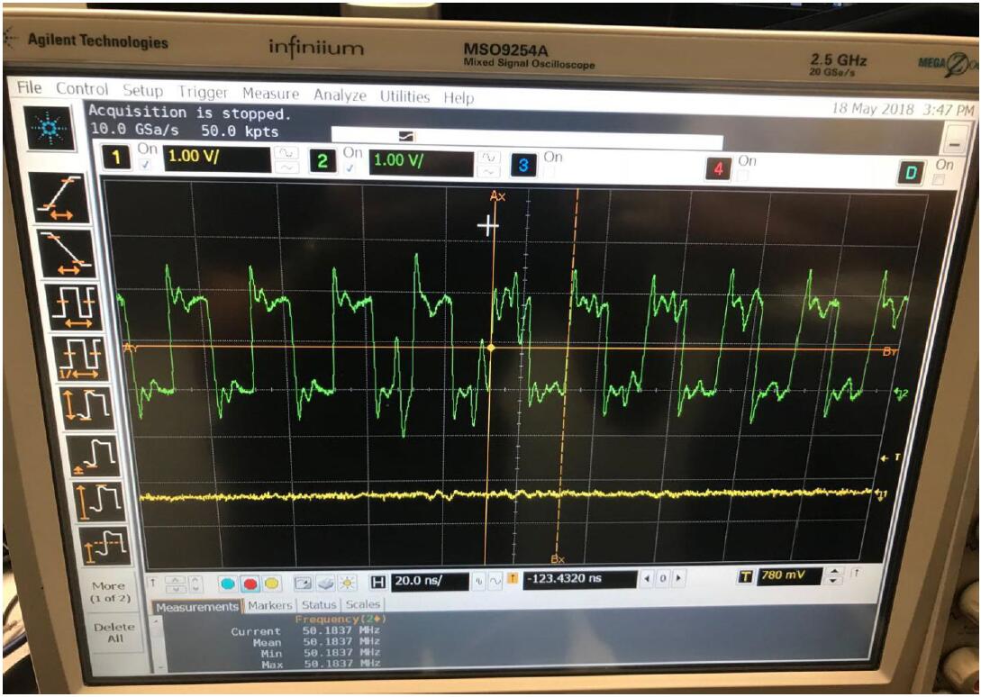 逻辑分析仪触发控制示波器捕获到的模拟波形图1